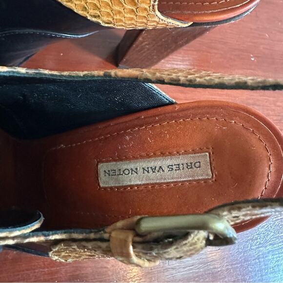 Dries Van Noten black leather snakeskin Slingback Lace up Designer Clog Italy 38 - Picture 6 of 13